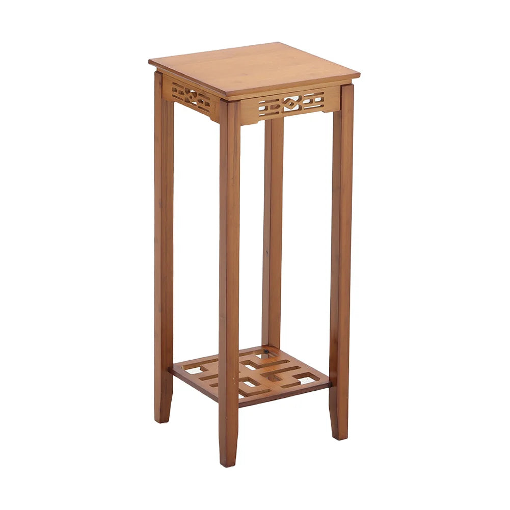 【Breeins】2-Tier Bamboo Plant Stand Classic Chinese Style Flower Stand Home Office Decoration Freestanding
