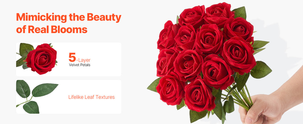 SucceBuy Artificial Flowers 60/120/500pcs Real Looking White Foam Fake Roses Bulk White/Red Faux Bridal Shower for DIY Wedding