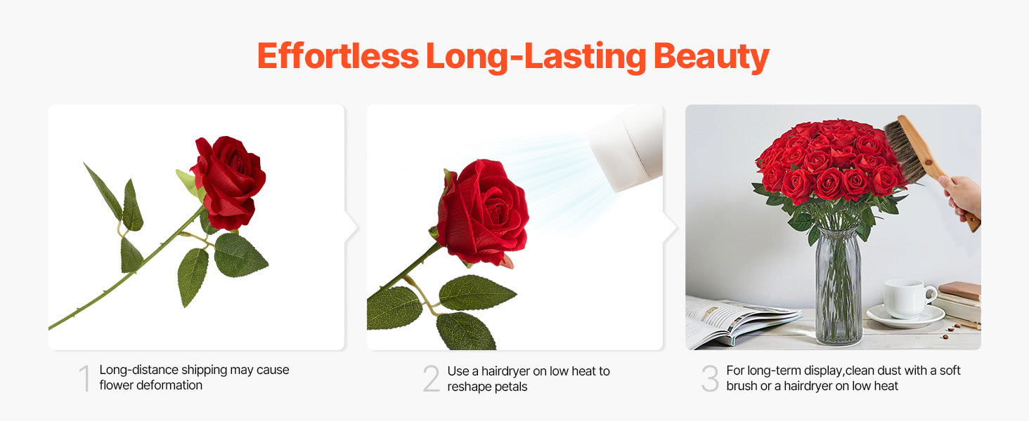 SucceBuy Artificial Flowers 60/120/500pcs Real Looking White Foam Fake Roses Bulk White/Red Faux Bridal Shower for DIY Wedding